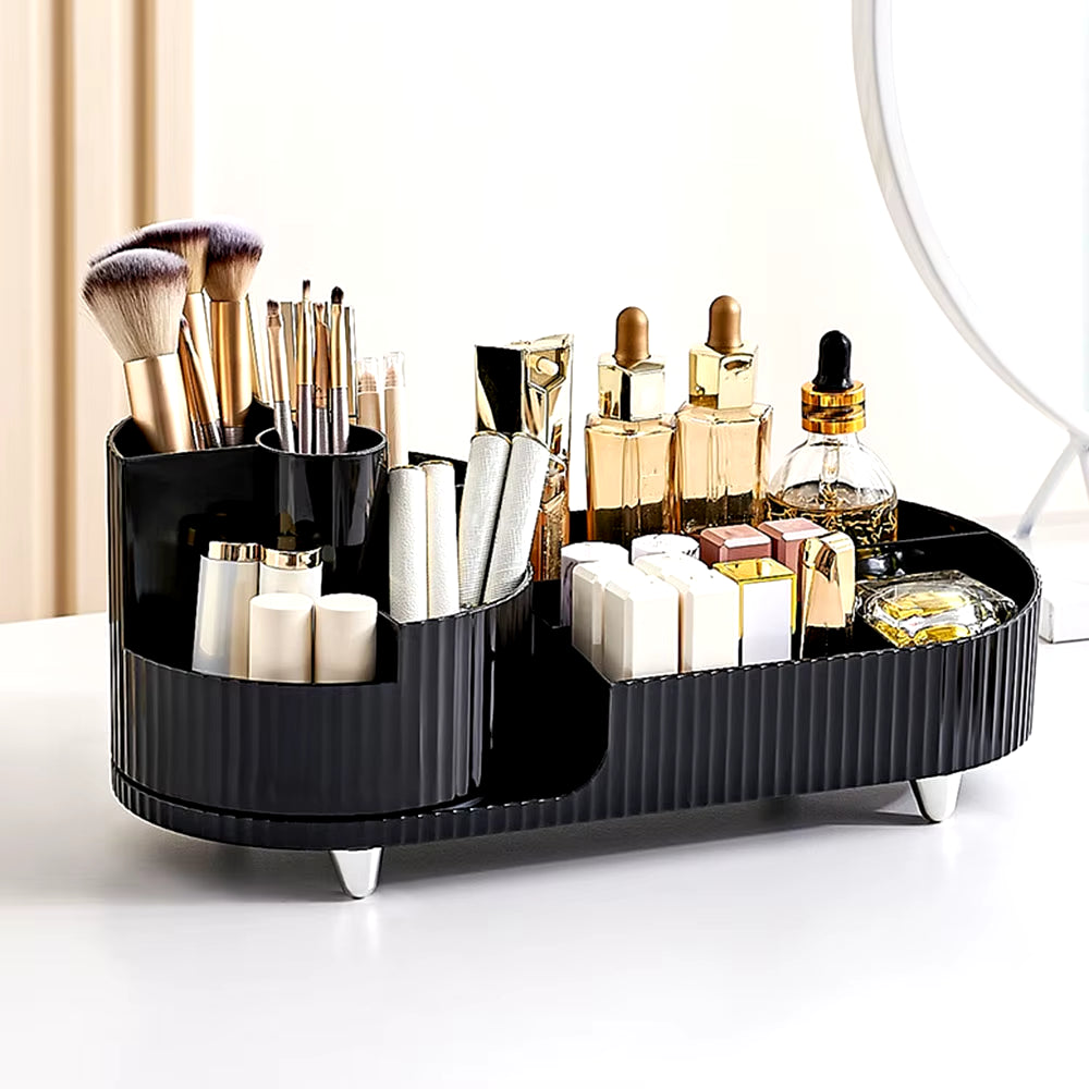 Cosmetic Storage Rack with Rotating Base and Divided Compartments for Cosmetic Storage Box, for Lipstick, Skin Care Storage Box