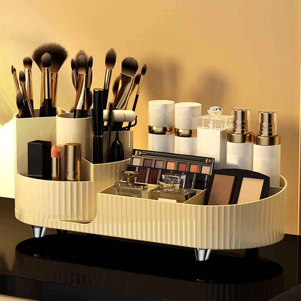 Cosmetic Storage Rack with Rotating Base and Divided Compartments for Cosmetic Storage Box, for Lipstick, Skin Care Storage Box