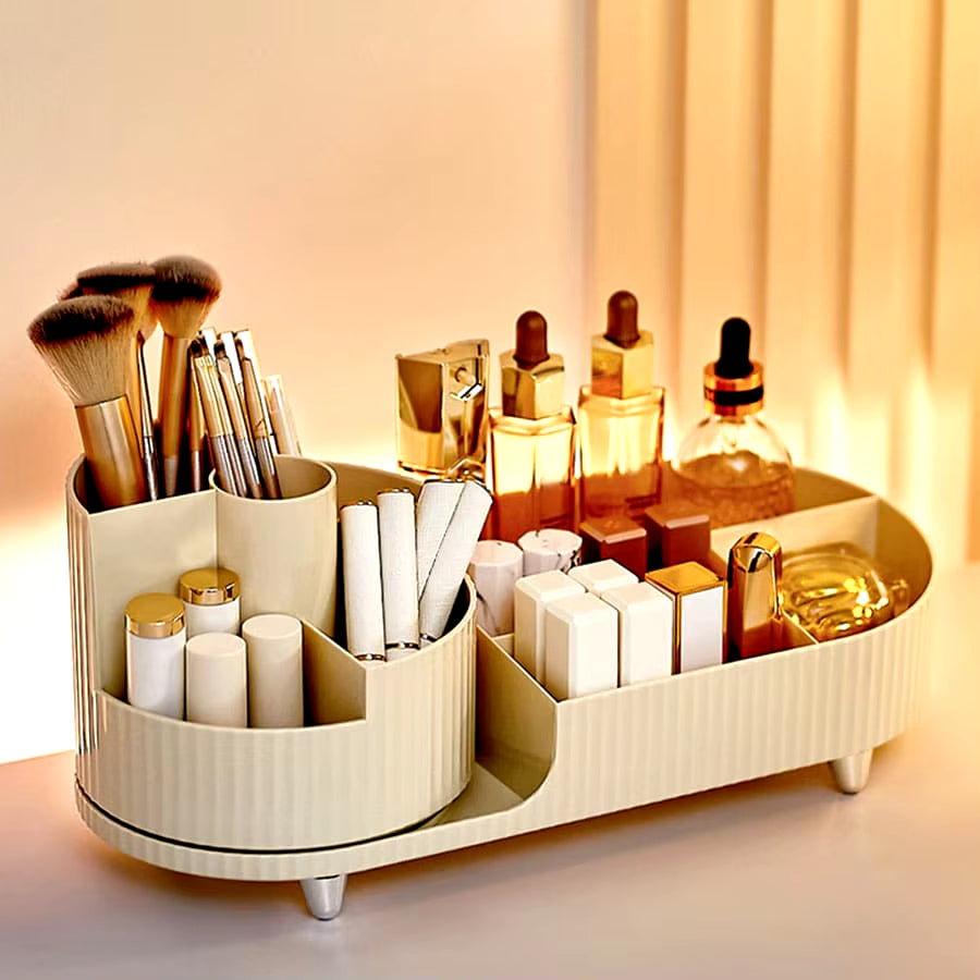 Cosmetic Storage Rack with Rotating Base and Divided Compartments for Cosmetic Storage Box, for Lipstick, Skin Care Storage Box