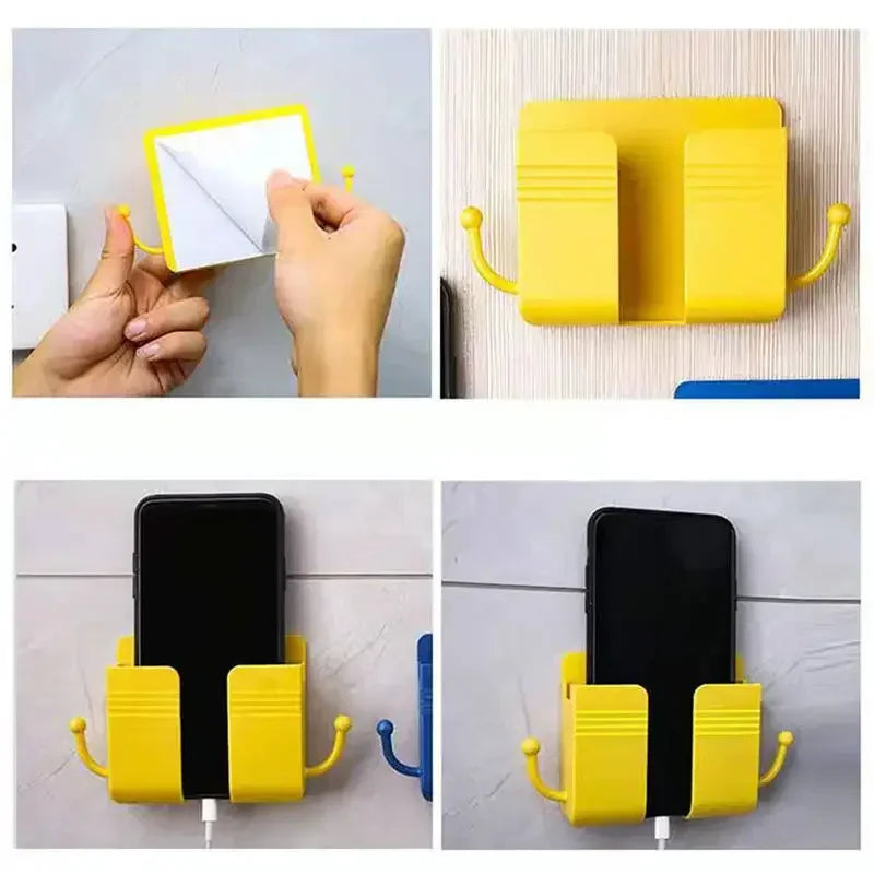 Punch Free Wall Mounted Storage Box Multifunction Punch Free Organizer TV Remote Control DIY Mobile Phone Plug Charging Holder