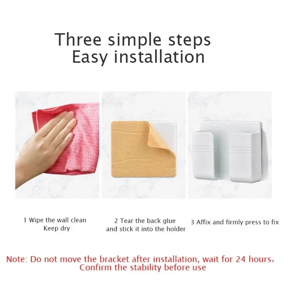 Punch Free Wall Mounted Storage Box Multifunction Punch Free Organizer TV Remote Control DIY Mobile Phone Plug Charging Holder